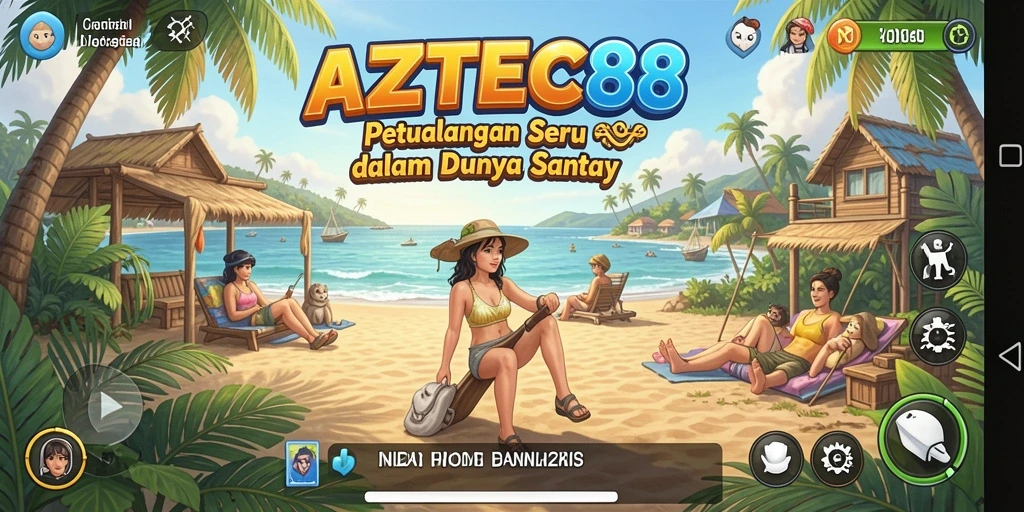 Screenshot memperlihatkan gameplay menarik AZTEC88 dengan warna cerah dan karakter yang lucu.