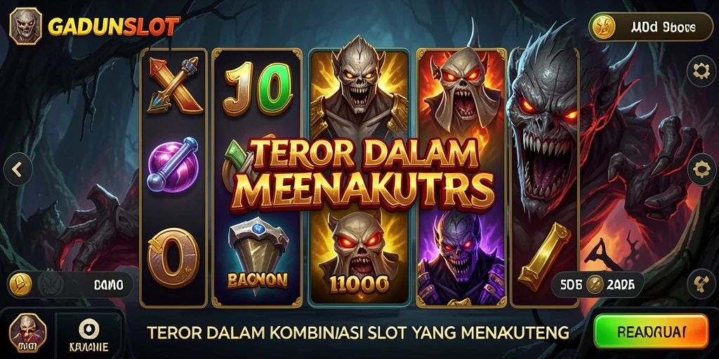 Tampilan gameplay GADUNSLOT yang mencekam dan menarik.