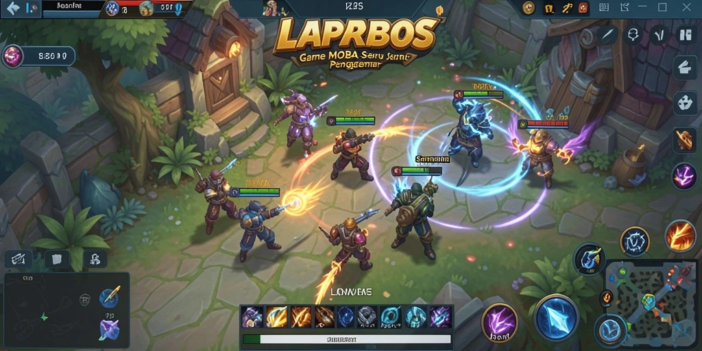 Tampilan gameplay menegangkan dari LAPARBOS di arena MOBA.